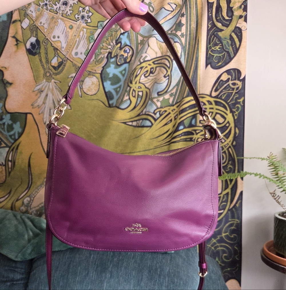 Coach Chelsea Purple Smooth Calf Leather Convertible Shoulder/Crossbody Bag